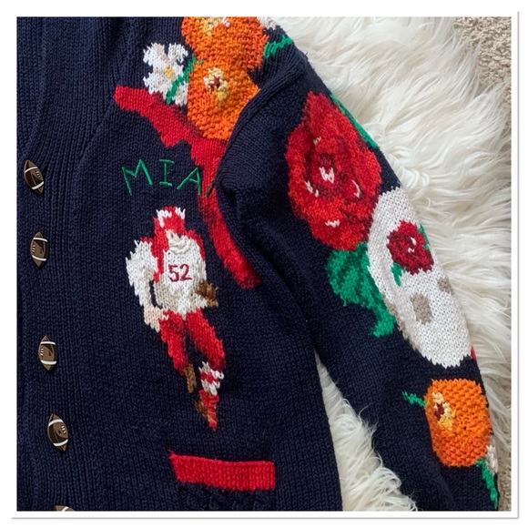 The Eagles Eye Alexandra Bartlett Vintage Knit Rosebowl Cardigan Sweater Blue S - Picture 3 of 8